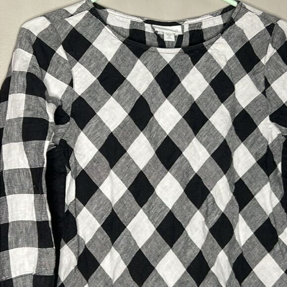 J.jill Love Linen Gingham Buffalo Check Plaid Popover Top Size Xs - Picture 4 of 11